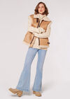 Borg-Lined Suede Aviator Gilet, Stone, large