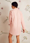 Embroidered Stripe Shirt Dress, Pink, large