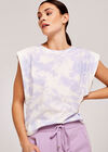 Retro Tie Dye Cropped Sleeveless Tee, Lilac, large