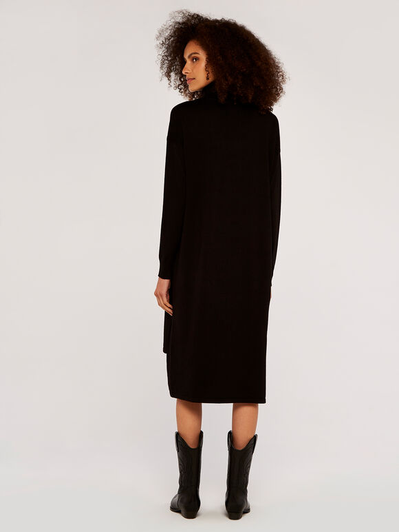 Roll Neck Jumper Dress, Black, large
