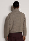Houndstooth Funnel Neck Jacket, Black, large