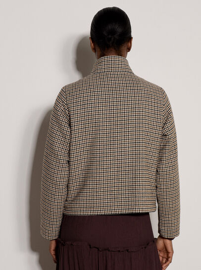 Houndstooth Funnel Neck Jacket
