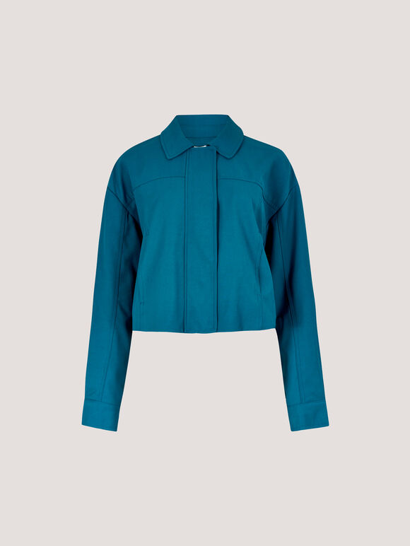 Soft Tailored Cropped Jacket, Teal, large