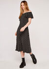 Spot Bardot Midi Dress, Black, large