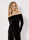 Bardot Velvet Top, Black, large