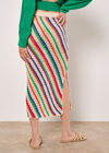 Hand Crocheted Stripe Midi Skirt, Stone, large
