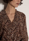 Paisley Chiffon Ruffle Blouse, Brown, large