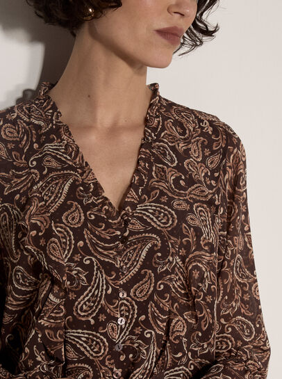 Paisley Chiffon Ruffle Blouse