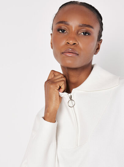 Cropped Zip Neck Sweatshirt