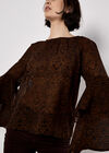 Paisley Print Ruffle Sleeve Blouse, Rust, large
