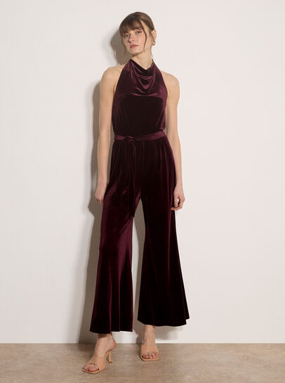 Velvet Cowl Neck Jumpsuit