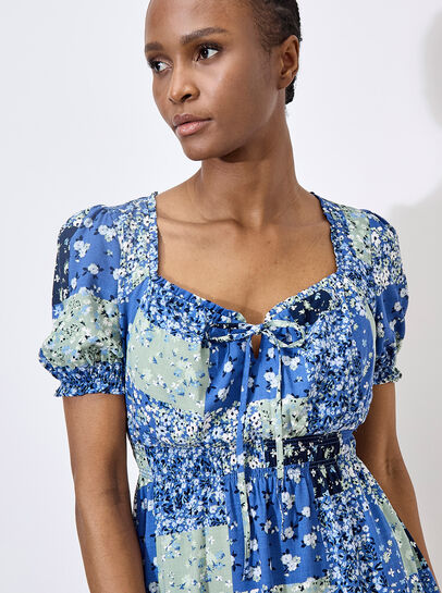 Ditsy Patchwork Milkmaid Mini Dress
