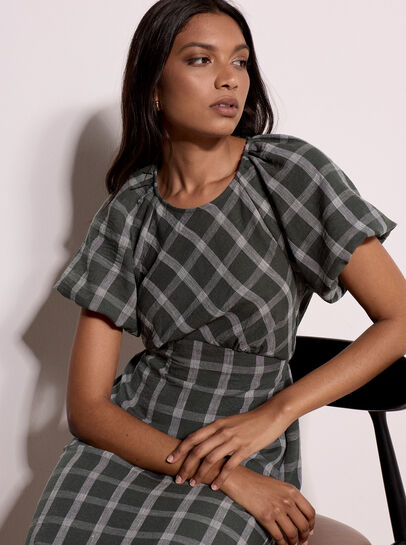 Check Print Midaxi Dress