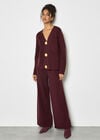 Soft Knit Wide Leg Trousers, Burgundy, large