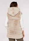 Faux Fur Hooded Longline Gilet, Stone, large