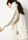 Pointelle Knit Lace Up Jumper, Cream, large