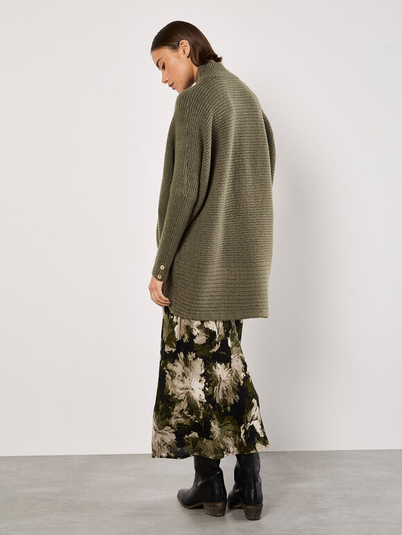 Chevron Knit Oversized Jumper, Khaki, large