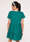 Cotton Neck Tiered Dress, Green, large