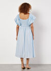 Puff Sleeve Milkmaid Midi Dress, Blue, large
