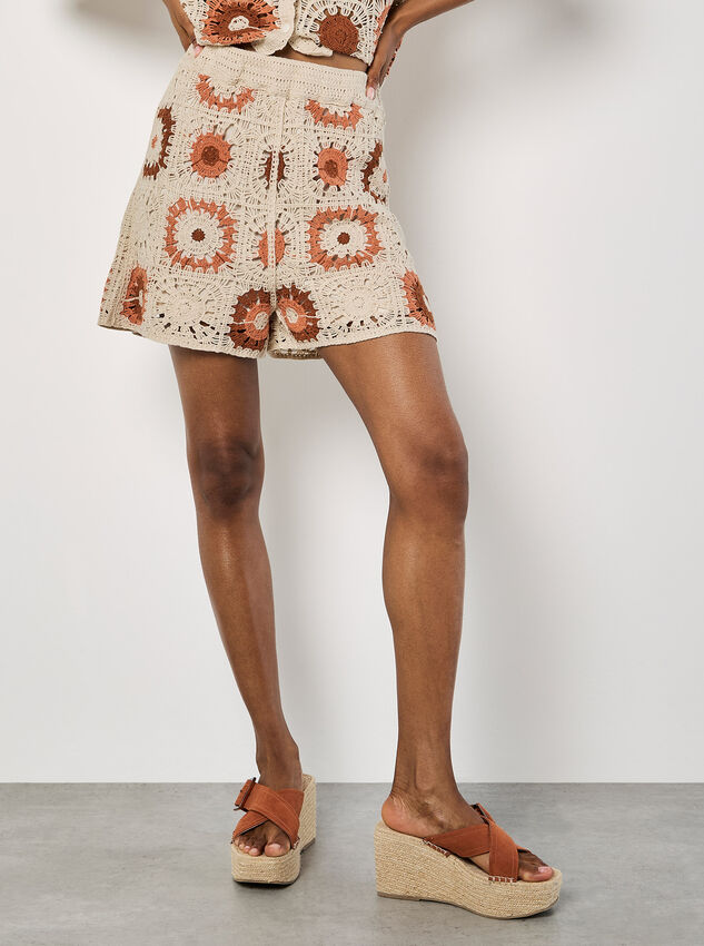 Crochet Squares Shorts, Stone, large