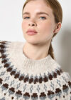 Fair Isle Fluffy Jumper, Stone, large