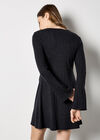 Pointelle Knit Jersey Swing Mini Dress, Black, large