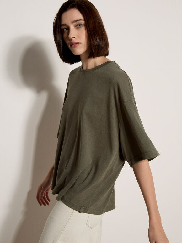 Jersey Oversized T-Shirt, Khaki, large
