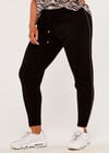 Curve Drawstring Waist Knitted Joggers, Black, large