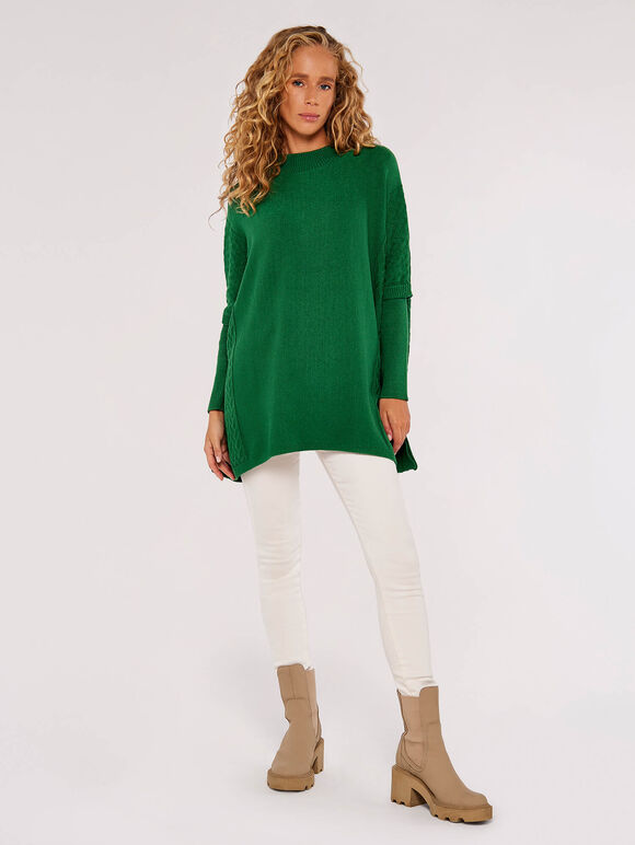 Zig Zag Panel Oversized Jumper, Green, large