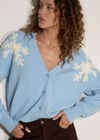 Floral Applique Cardigan, Sky Blue, large
