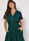 Abstract Squares Chiffon Midi Dress, Green, large
