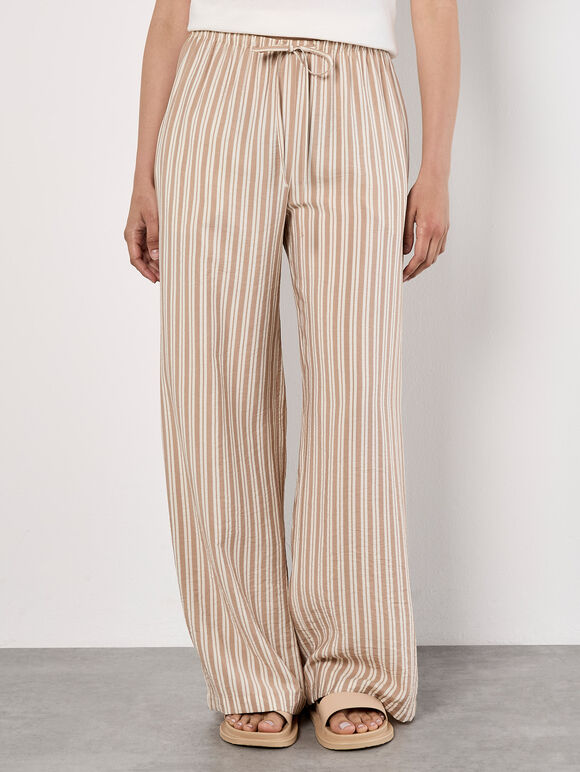 Wide Leg Stripe Trousers, Stone, large
