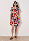 Colour Block Leaf Cocoon Mini Dress, Assorted, large