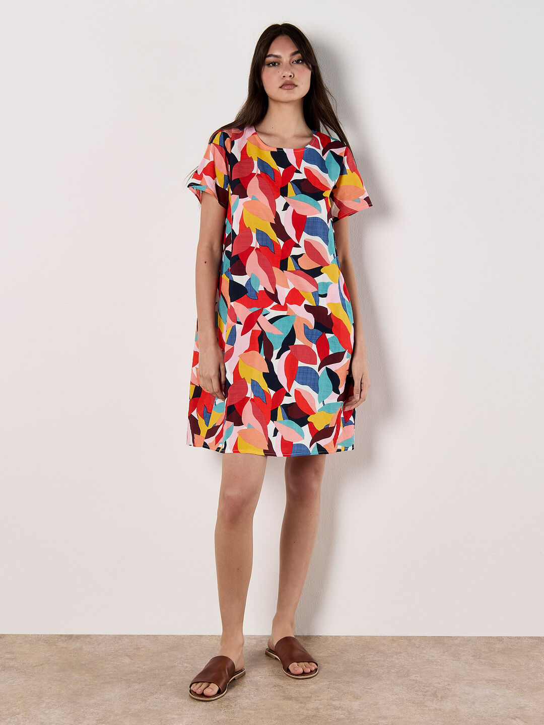Colour Block Leaf Cocoon Mini Dress