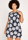Navy Kaleidoscope Rubber Stamp Shift Dress+, Navy, large