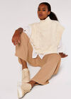 Chunky Cable Knit  Vest, Cream, large