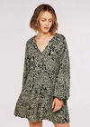 Animal Oversized Tier Dress, Khaki, large