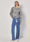 Space Dye Boxy Cropped Jumper, Grey, large
