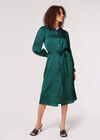 Geometric Satin Shirt Midi Dress, Blue, large