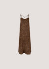 Animal Print Crepe Maxi Slip Dress, Brown, large