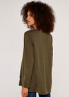 Button Long Sleeve Top, Khaki, large