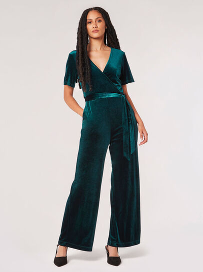 Velvet Wrap Jumpsuit