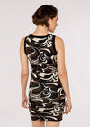Knitted Swirl Bodycon Mini Dress, Brown, large