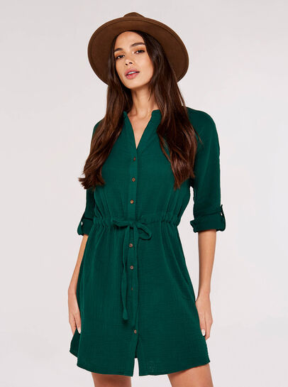 Tetra Tie Mini Shirt Dress