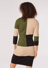 Colour Block Bodycon Mini Dress, Khaki, large