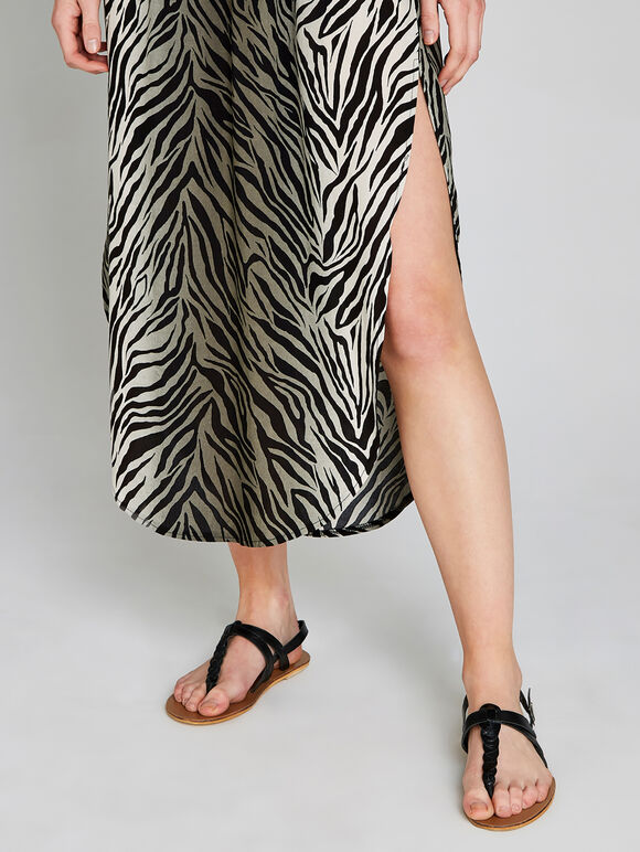 Zebra Print Skirt, Khaki, large