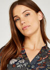 Floral And Dots Open Neck Top, Navy, large