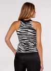 Halter-Neck Zebra Tank Top, Cream, large