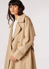 Longline Belted Trench Coat, Stone, large