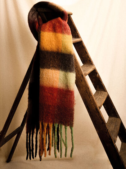 Colour Block Check Square Scarf